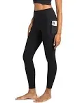 Colorfulkoala Women's High Waisted Yoga Pants 7/8 Length Leggings with Pockets Black / M