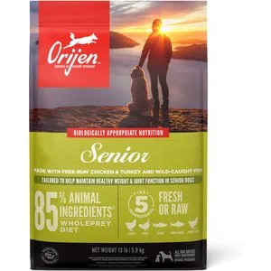 ORIJEN Senior Dry Dog Food, Grain Free Dry Dog Food for Senior Dogs, Fresh or Raw Ingredients, 4.5lb