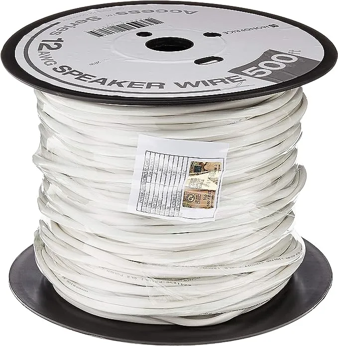 Monoprice Speaker Wire, CL2 Rated, 2-Conductor, 12AWG, 500ft, White