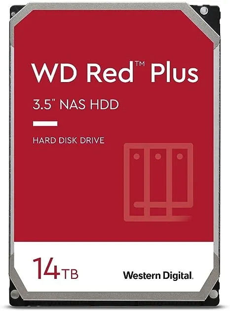 WD Red Plus 14TB NAS 3.5" Internal Hard Drive - 5400 RPM Class, SATA 6 Gb/s, CMR, 512MB Cache