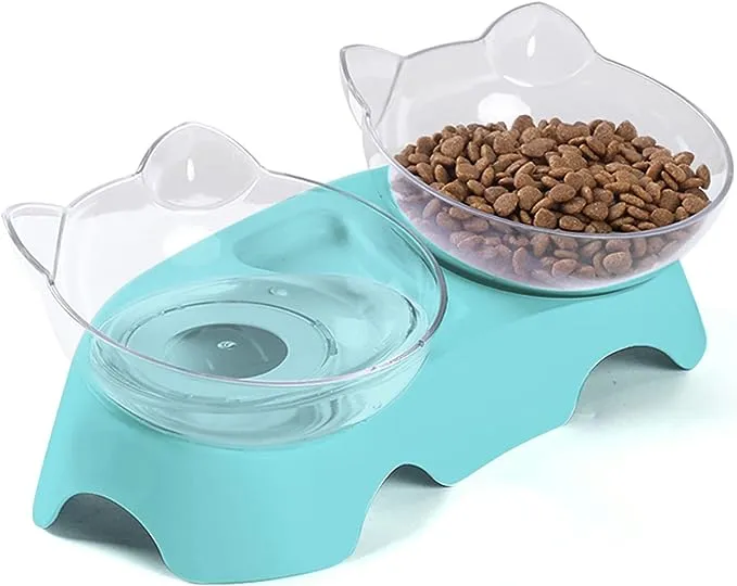 MILIFUN Cat Food Bowls Elevated Tilted, Anti Vomiting Orthopedic Kitty Bowls for Puppy and Bunny, Indoor Cats.