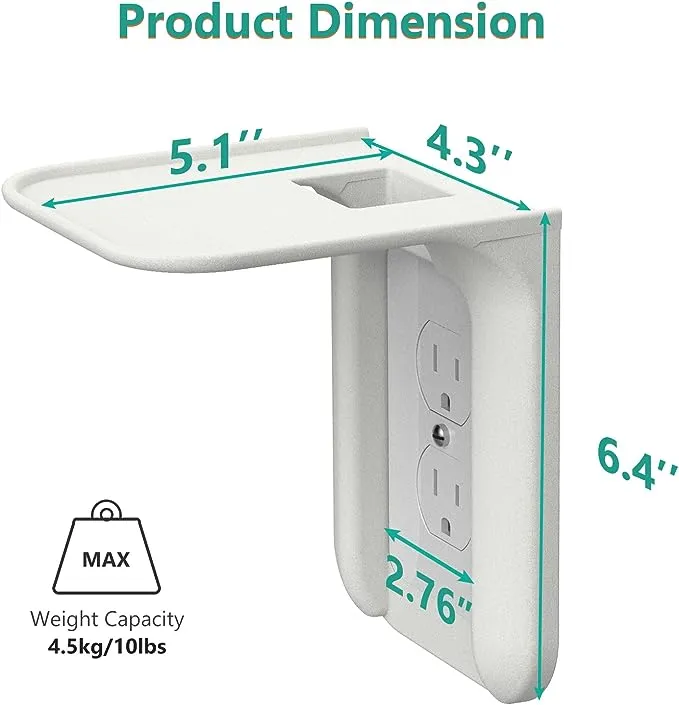 WALI Outlet Shelf Wall Holder, Standard Vertical Duplex DecorativeOutlet Space Saving for Smart Home Speakers, Power Tools, Toothbrush, Home Mini up to 10lbs (OLS001-W), 1 Pack, White