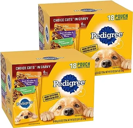 Pedigree Choice Cuts in Gravy Variety Pack Adult Wet Dog Food, 3.5-oz pouch, case of 30