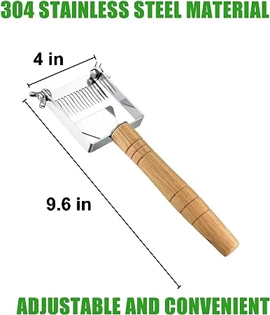 Adjustable Honey Uncapping Fork Iron Stainless Steel Honeycomb Honey Scraper,Wooden Handle Beekeeping Beekeeper Equipment Tool