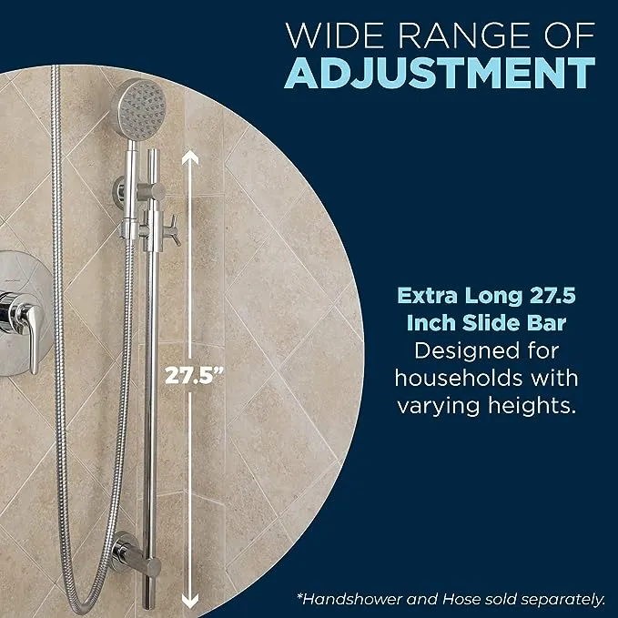 HammerHead Showers® ALL METAL 27.5 Inch Shower Slide Bar for Hand Held Shower Heads, Oil Rubbed Bronze | Adjustable Height Showerhead with Hose Rail System | Easily Adjust Height & Angle of Handshower