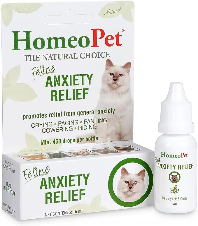 HomeoPet Feline Anxiety Relief, Stress and Anxiety Support for Cats, 15 Milliliters