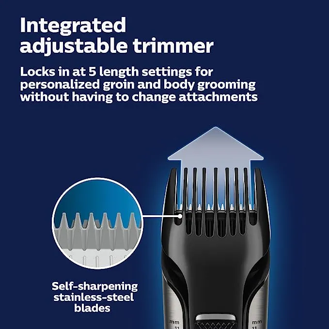 Philips Norelco Exclusive Bodygroom Series 7000 Showerproof Body & Manscaping Trimmer & Shaver with case and Replacement Head for Above and Below The Belt, BG7040/42