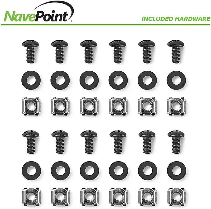 NavePoint 12U Portable Server Rack with Casters - 12U Network Rack Open Frame with Adjustable Rails, 132lbs Capacity - Up to 22.6" Deep 19-Inch Rack for IT Equipment, Telecom & A/V, Black