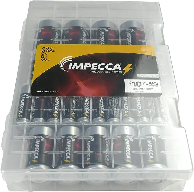 Impecca .AACD9VMIX39 Alkaline Aa20,aaa8,c5,d4,and9v2 39pc Mix