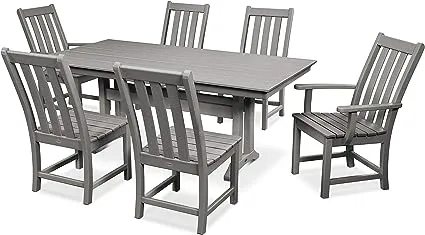 Polywood Vineyard 7-Piece Farmhouse Dining Set (Slate Grey)