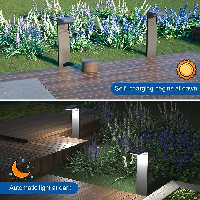 Natsukawa Solar Outdoor Lights Waterproof, L-Shaped Black Solar Pathway Lights,3 Lighting Modes Solar Powered for Pathway Garden Yard Spot- 2 Pack (