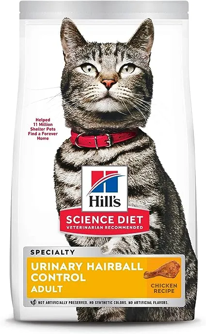 Hill's Science Diet Adult Urinary & Hairball Control Chicken Recipe Dry Cat Food, 3.5 lb bag