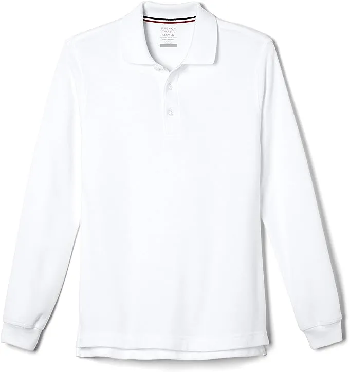 French Toast Boys School Uniform Long Sleeve Pique Polo Shirt, Sizes 4-20