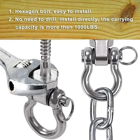 BeneLabel Heavy Duty Swing Hook and Chain Kit for Hammock Chair, Wood Screw Bracket for Indoor Outdoor Hanging Chair, 1000LB Capacity