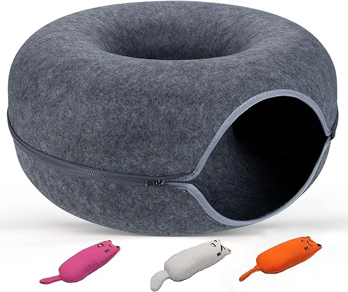 Jugglenaut Spacious Cat Cave - Cat Tunnel Bed & Peekaboo Cave for Indoor Cats ...