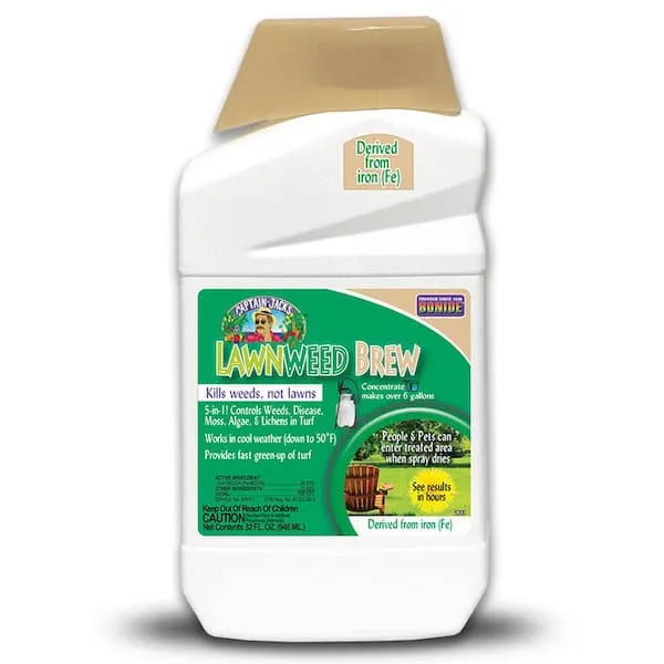 Captain Jack's Lawnweed Brew, 32 oz. Concentrate, Fast-Acting Formula Controls Weeds, Moss, Algae, Lichens and Disease