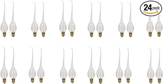 Creative Hobbies 5 Watt Silicone Dipped Country Candle Lamp Light Bulbs - Replacement Bulbs for Candles and Chandeliers - Box of 24