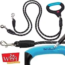 WIGZI Dual Doggie Gel Rope Leash, Medium/Large Size, Black (Dual Large)