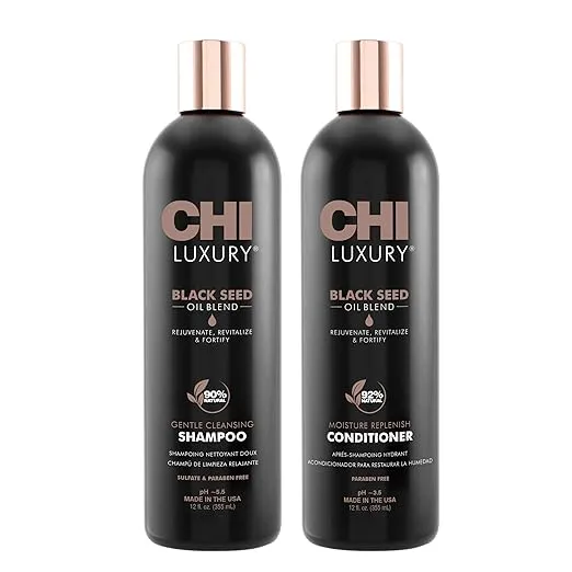 CHI Brand Luxury Black Seed Oil Blend Gentle Cleansing Shampoo & Moisture Replenish Conditioner 12 Fl Oz Each (pack Of 2)