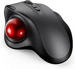 VssoPlor Wireless Trackball Mouse - 2.4G USB + Dual Bluetooth Rollerball Mouse, Easy Thumb Control, Rechargeable Ergonomic Mouse Trackball for Mac, Laptop, PC, iPad, Windows, Android, iOS (Black)