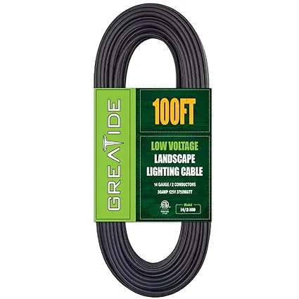 14/2 Low Voltage Landscape Lighting Wire, Outdoor Direct Burial Cable, 14 Gauge 