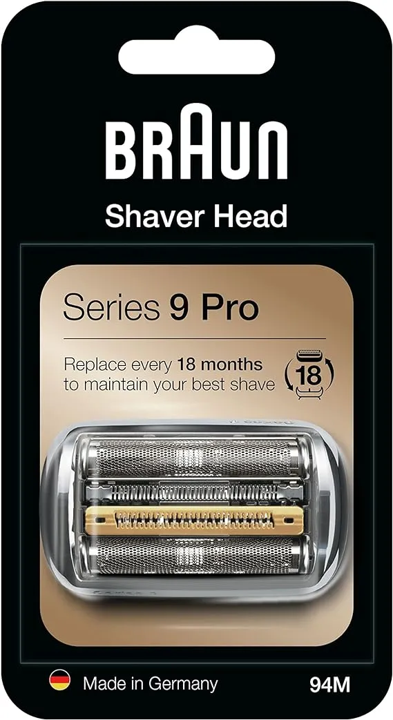 Braun Electric Shaver Head Replacement Part 94M Silver, Compatible with Series 9 Pro and Series 9 Electric Razors for Men