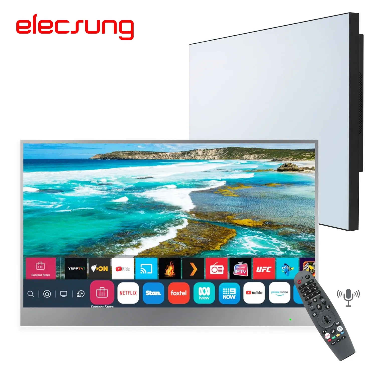 elecsung 22inch Smart Mirror Bathroom TV webOS 1080P IP66 Waterproof with Integrated HDTV(ATSC) Tuner, Built-in Alexa, Speakers, Wi-Fi and Bluetooth,SS215U22-A016 Model 2023