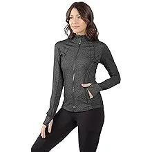 90 Degree By Reflex Women's Lightweight, Full Zip Running Track Jacket - Heather Charcoal - XL90 Degree By Reflex Women's Lightweight, Full Zip Runnin…