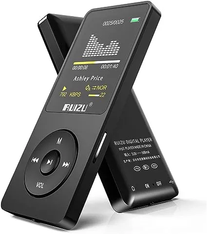 RUIZU 16GB MP3 Player with Bluetooth 5.3, 1.8" Screen Portable Music Player with FM Radio, Voice Recorder, 80H Audio Shuffle Playback, Lightweight for Sport Running, Expanded Up to 128GB Micro SD Card