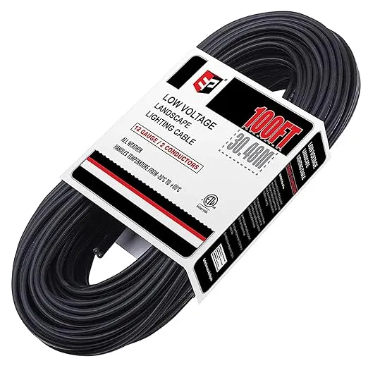 EP 12/2 Low Voltage Landscape Lighting Wire, Outdoor Direct Burial Cable, 100 Feet