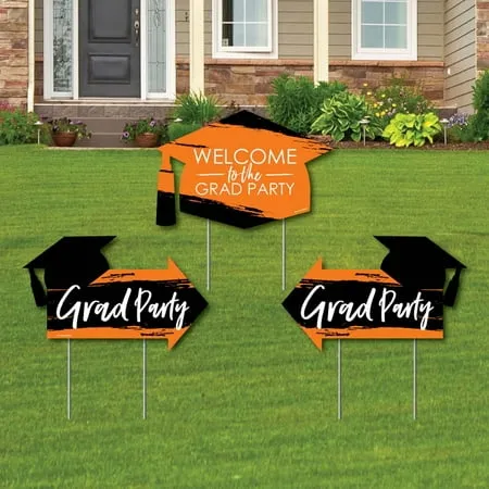 Big Dot of Happiness Goodbye High School Hello College - Graduation Party Yard Sign with Stakes - Double Sided Outdoor Lawn Sign - Set of 3