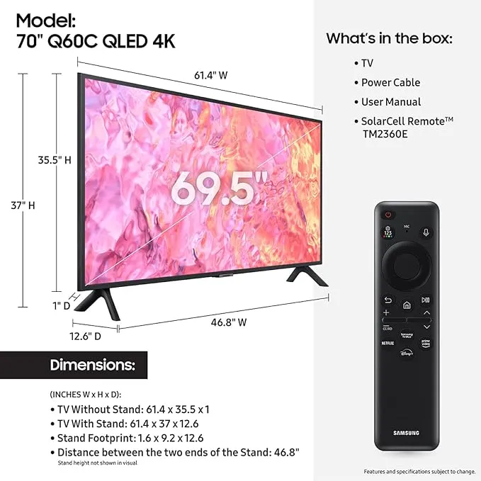 Samsung Q60C QLED 4K Smart TV 65 in