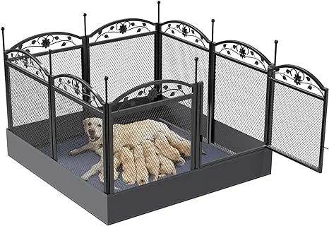 Heavy Duty Dog Pen Whelping Box Indoor Pet Playpen Cage Waterproof Fertility Mat