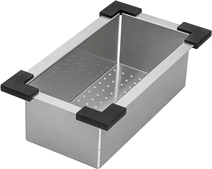 Ruvati Workstation Sink Colander 17 inch Stainless Steel with Plastic Corners - RVA1327