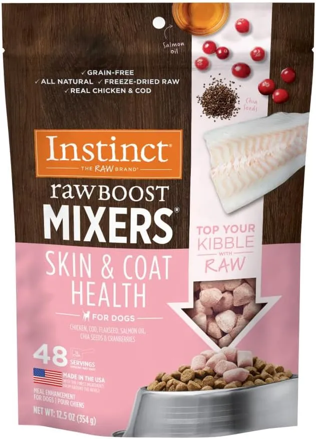 Instinct Freeze-Dried Raw Boost Mixers Grain-Free Skin & Coat Health Recipe Dog Food Topper, 12.5 oz.