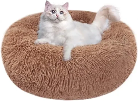 Nepfaivy Calming Cat Beds for Indoor Cats - 197 Cute Pink Cat Bed, Fluffy Pet ...