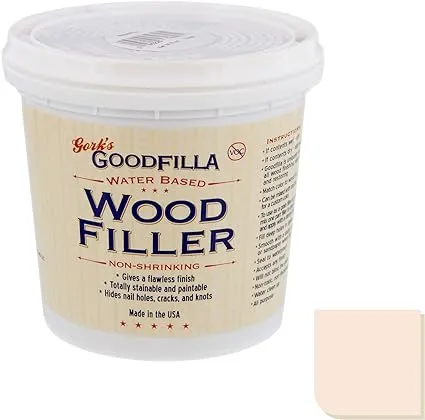 Water-Based Wood & Grain Filler - White Oak - 1 Quart By Goodfilla | Replace Every Filler & Putty | Repairs, Finishes & Patches | Paintable, Stainable, Sandable & Quick Drying