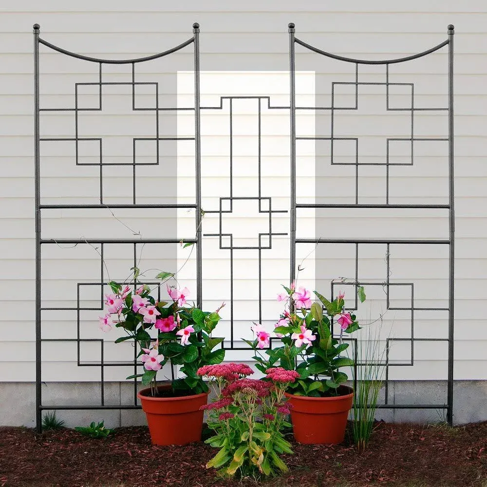 Achla Designs FT-24 Center Squares Metal Garden Trellis Connector Link, Graphite