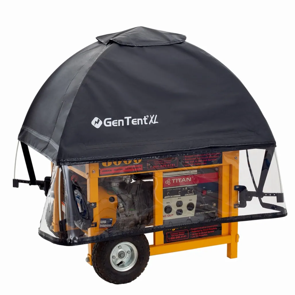 GenTent XL Generator Running Cover - Universal Kit (Standard, Black) - for Open Frame Generators