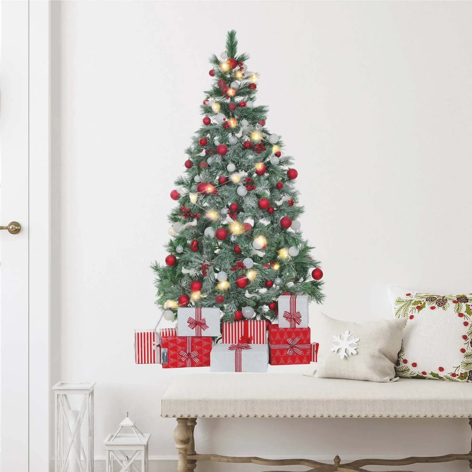 Christmas Tree Giant Peel & Stick Wall Decals With String Lights - Contemporary - Wall Decals - by York Wallcoverings Inc | Houzz