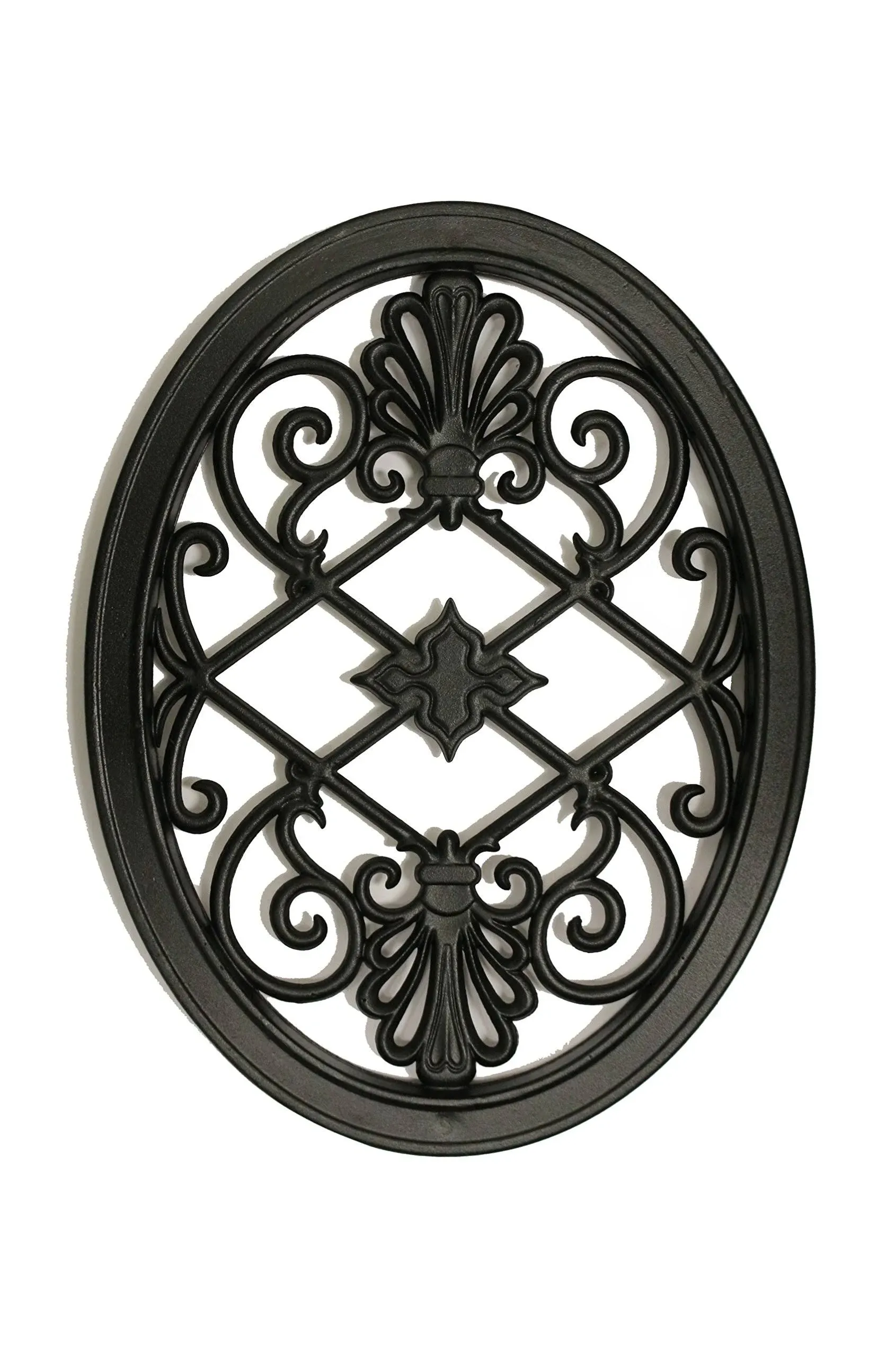 Nuvo Iron Decorative Insert for Fencing, Gates, Home, Garden - Oval, 13" X 17″, Black