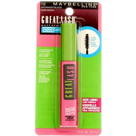 Maybelline Great Lash Waterproof Mascara, Very Black [111], 0.43 oz (Pack of 2)