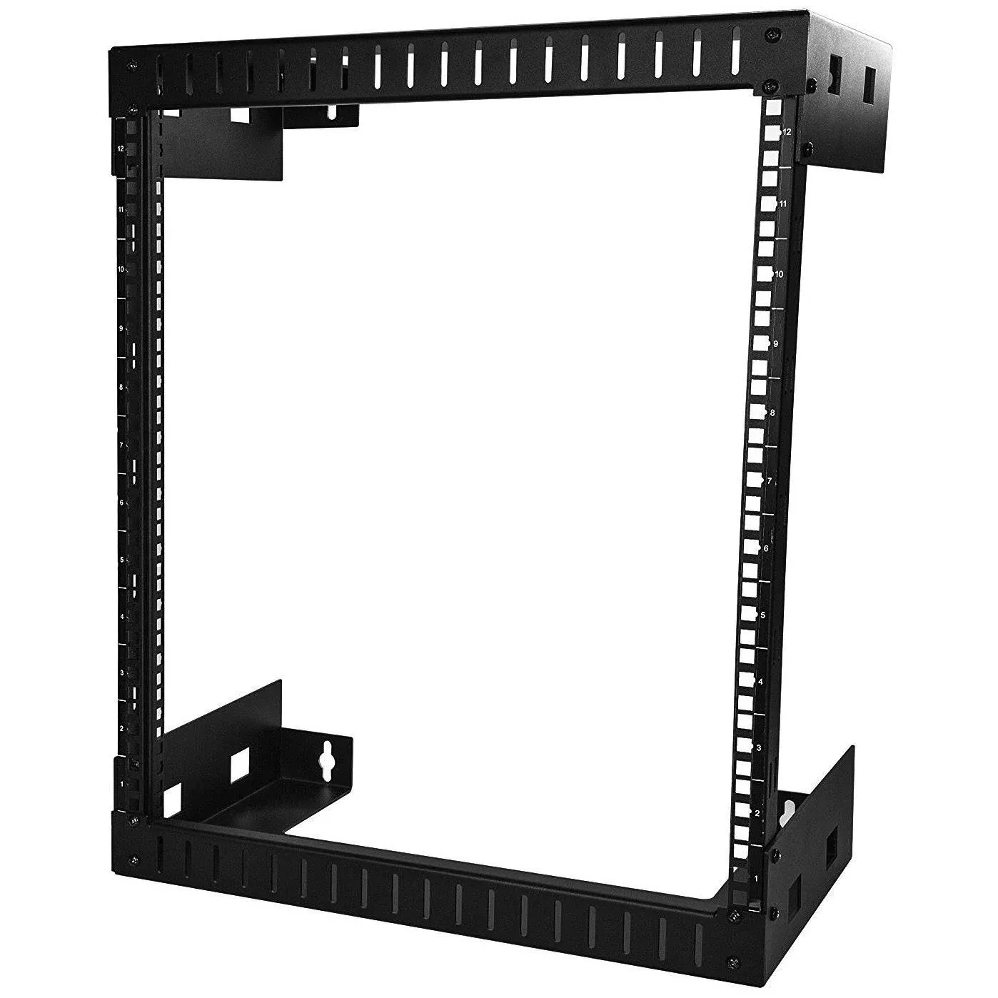 StarTech.com 2-Post 12U Heavy-Duty Wall-Mount Network Rack, 19" Open Frame Server Rack, 12" Deep, Wall Mount Data Rack for IT / AV / Patch Panel / Computer Equipment (RK12WALLO)