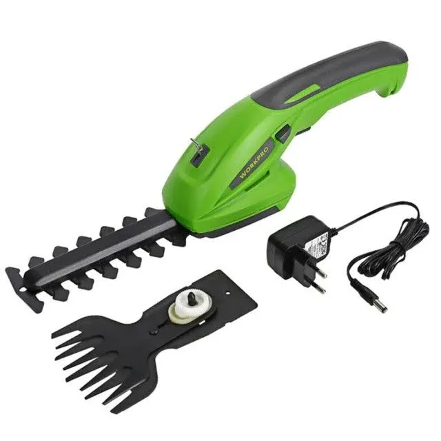 WORKPRO Cordless Grass Shear & Shrubbery Trimmer - 2 in 1 Handheld Hedge Trimmer 7.2V Electric Grass Trimmer Hedge Shears/Grass Cutter Rechargeable Lithium-Ion Battery and Charger Included