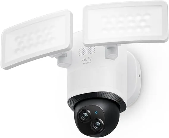 eufy Security Floodlight Camera E340 Wired, 360° Pan and Tilt, 24/7 Recording, Dual-Band Wi-Fi, 2,000 Lumens, Motion-Activated, Dual Camera, HomeBase 3 Compatible, Local Storage, No Monthly Fee