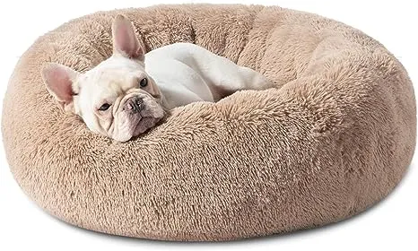 Bedsure Human Dog Bed for People Adults, Calming Human Size Giant Dog Bed Fits Pet Families with Memory Foam Supportive Mat and Storage Pocket, Fluffy Faux Fur Orthopedic Dog BeanBed, Camel