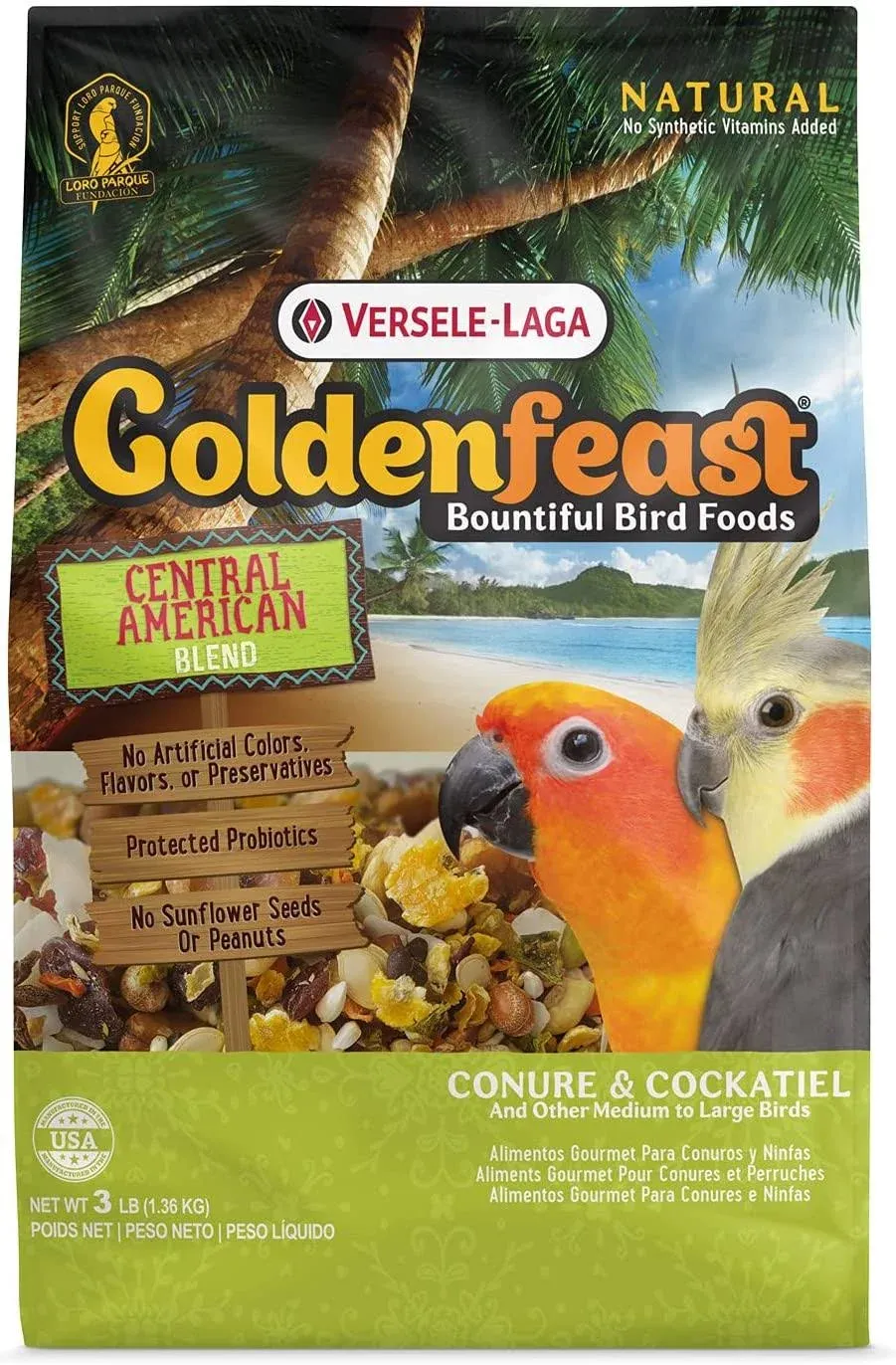 Versele-Laga Goldenfeast Cen. American Blend - Conure &amp; Cockatiel Food- 3 lb bag