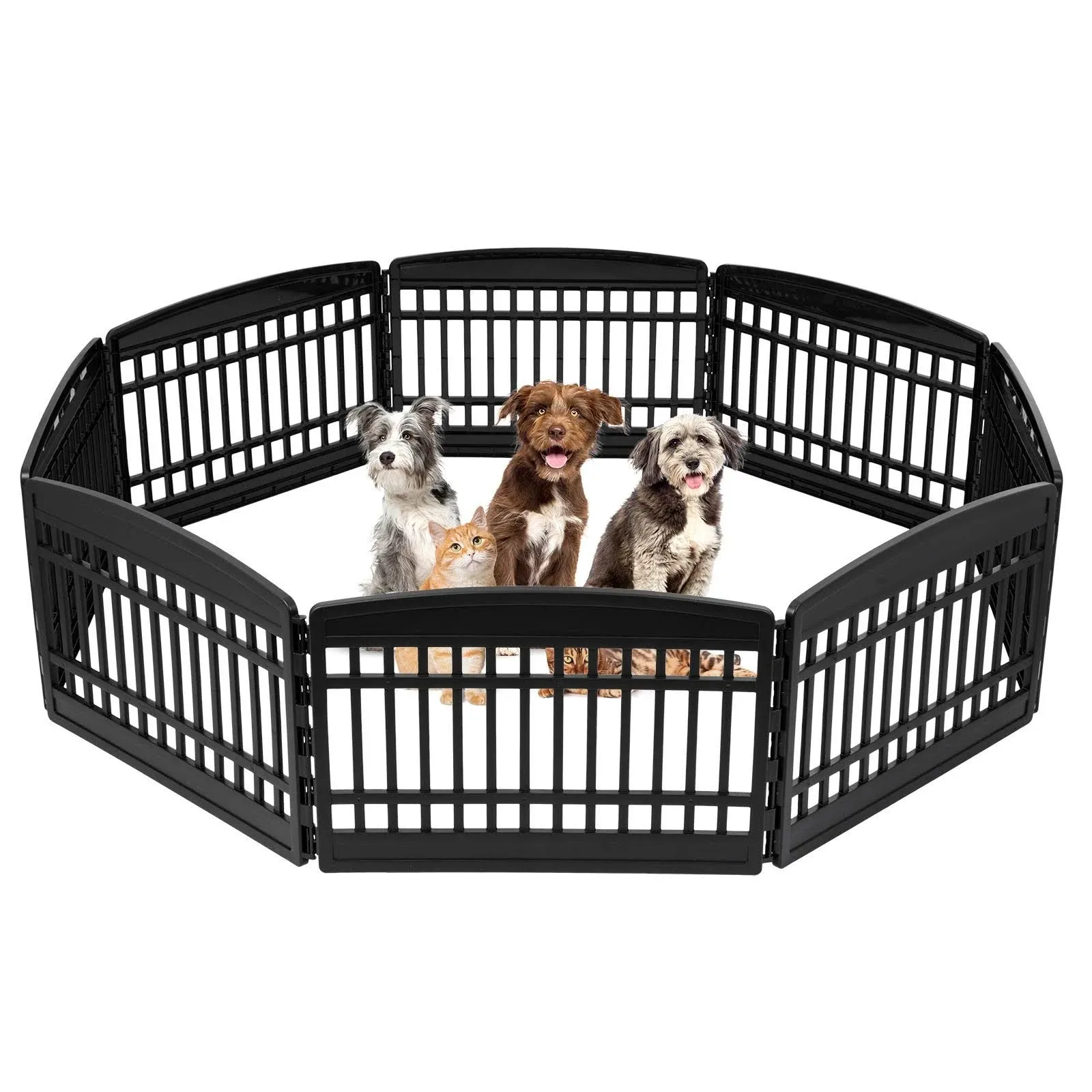 Iris USA 34" Exercise 8 Panel Pet Playpen, Black