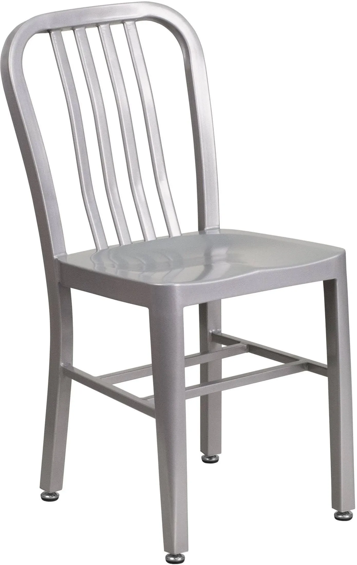 BizChair Commercial Grade White Metal Indoor-Outdoor Chair