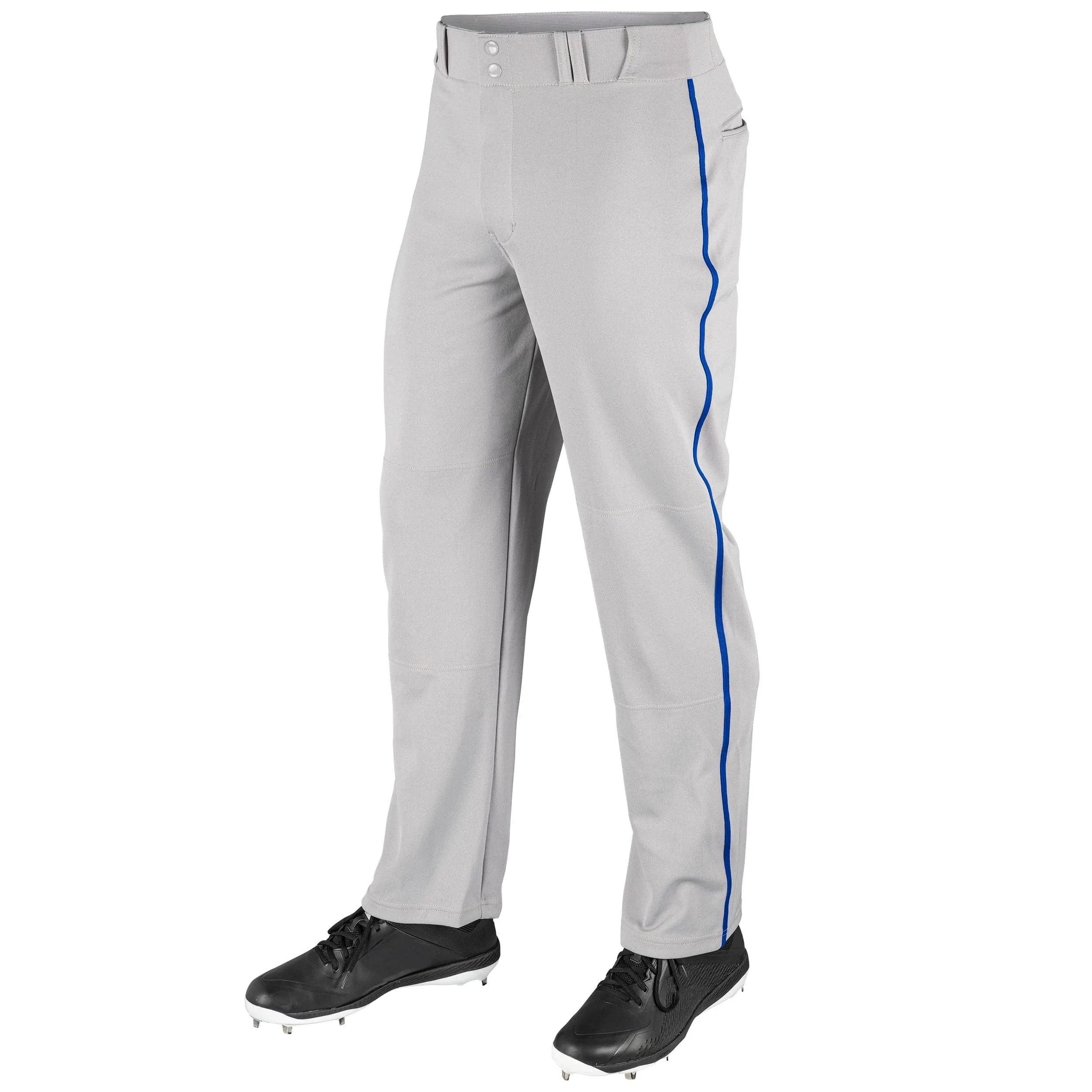 Champro MVP Open Bottom Youth Baseball Pant with Braid, Grey/Black / L